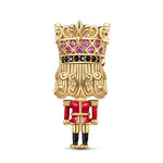 Red Nutcrackers Tarnish-resistant Silver Charms With Enamel In 14K Gold Plated