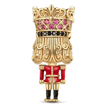 Red Nutcrackers Tarnish-resistant Silver Charms With Enamel In 14K Gold Plated