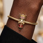 Red Nutcrackers Tarnish-resistant Silver Charms With Enamel In 14K Gold Plated