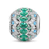 Radiant Emerald Festivity Tarnish-resistant Silver Charms In White Gold Plated