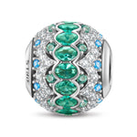 Radiant Emerald Festivity Tarnish-resistant Silver Charms In White Gold Plated