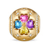 Rainbow Clover Tarnish-resistant Silver Charms In 14K Gold Plated