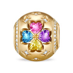 Rainbow Clover Tarnish-resistant Silver Charms In 14K Gold Plated