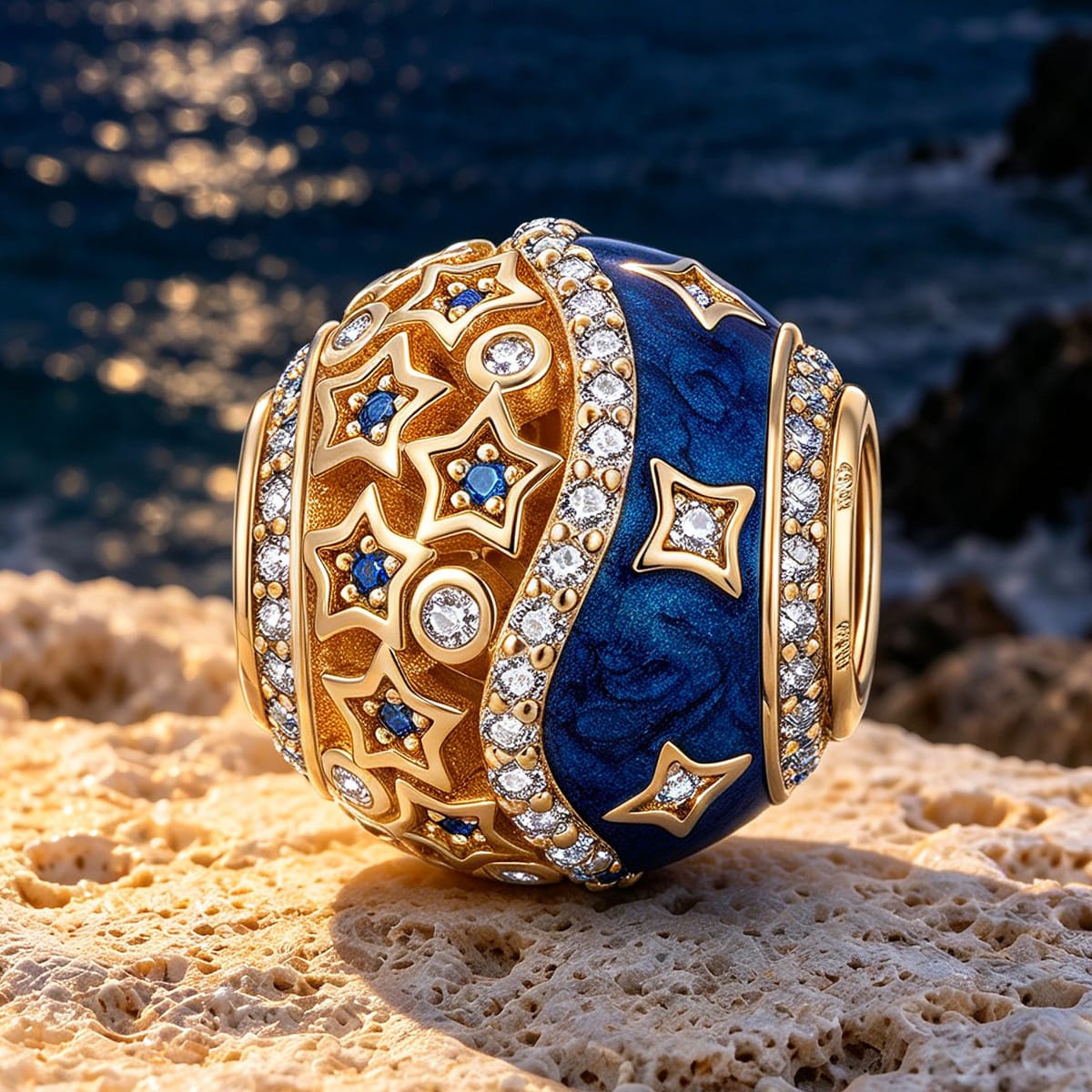 Dawn Horizon Tarnish-resistant Silver Charms With Enamel In 14K Gold Plated