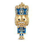 Blue Nutcrackers Tarnish-resistant Silver Charms With Enamel In 14K Gold Plated