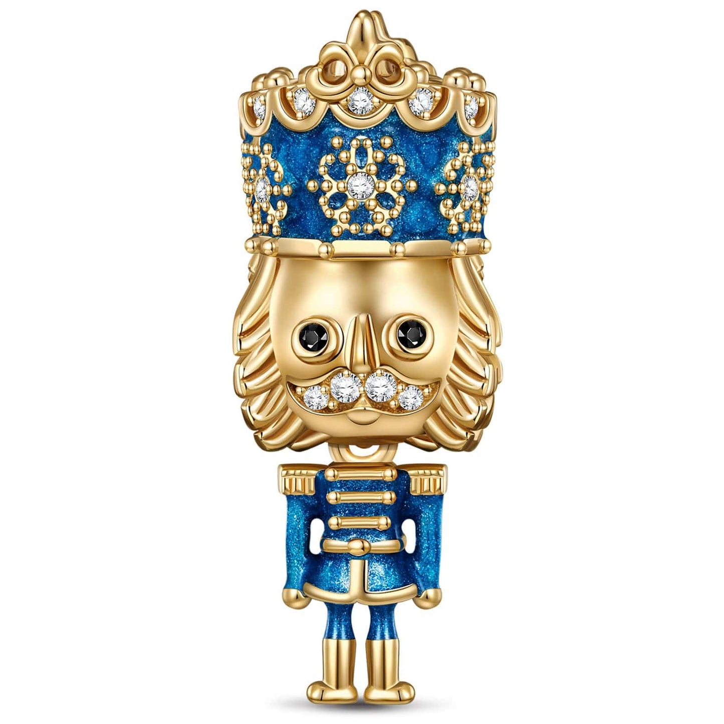 Blue Nutcrackers Tarnish-resistant Silver Charms With Enamel In 14K Gold Plated