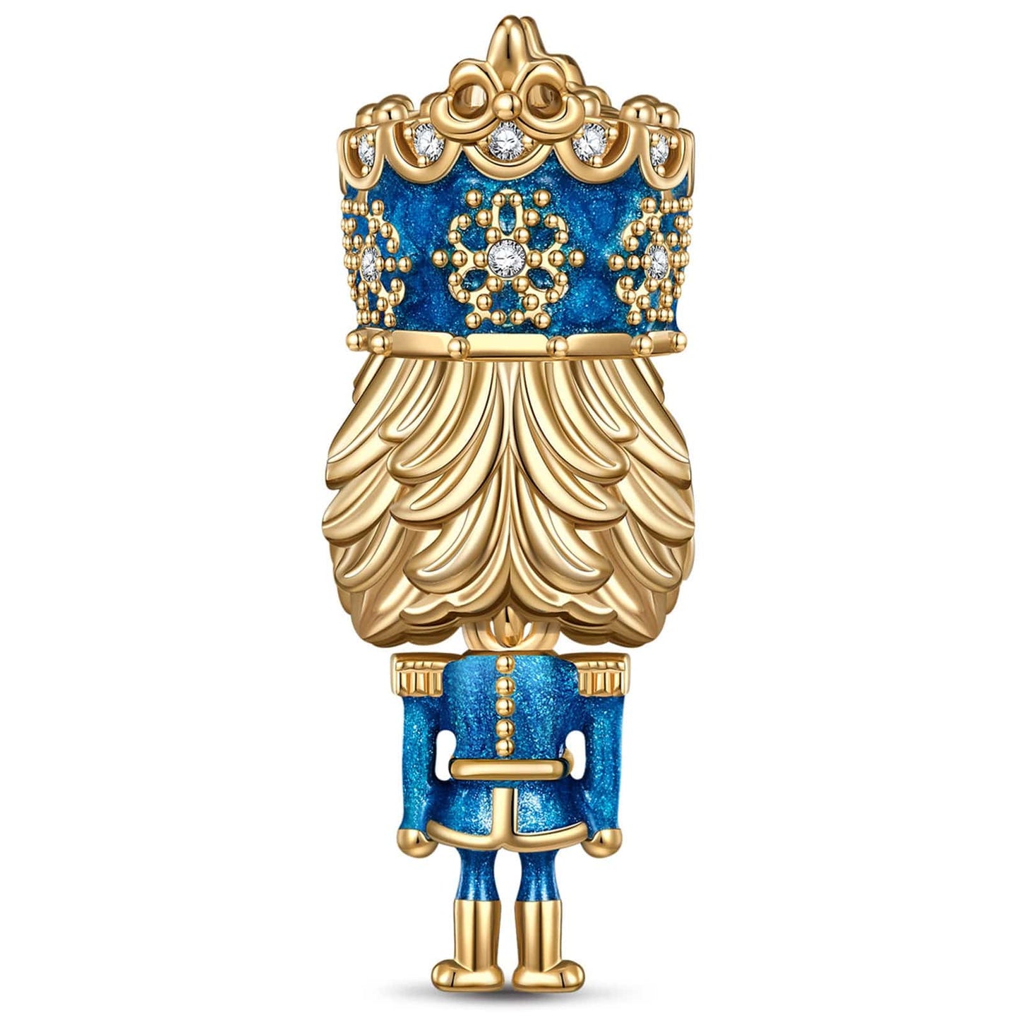 Blue Nutcrackers Tarnish-resistant Silver Charms With Enamel In 14K Gold Plated