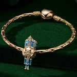 Blue Nutcrackers Tarnish-resistant Silver Charms With Enamel In 14K Gold Plated