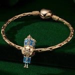 Blue Nutcrackers Tarnish-resistant Silver Charms With Enamel In 14K Gold Plated