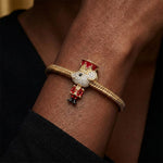 Elegant Mouse Knight Tarnish-resistant Silver Charms With Enamel In 14K Gold Plated
