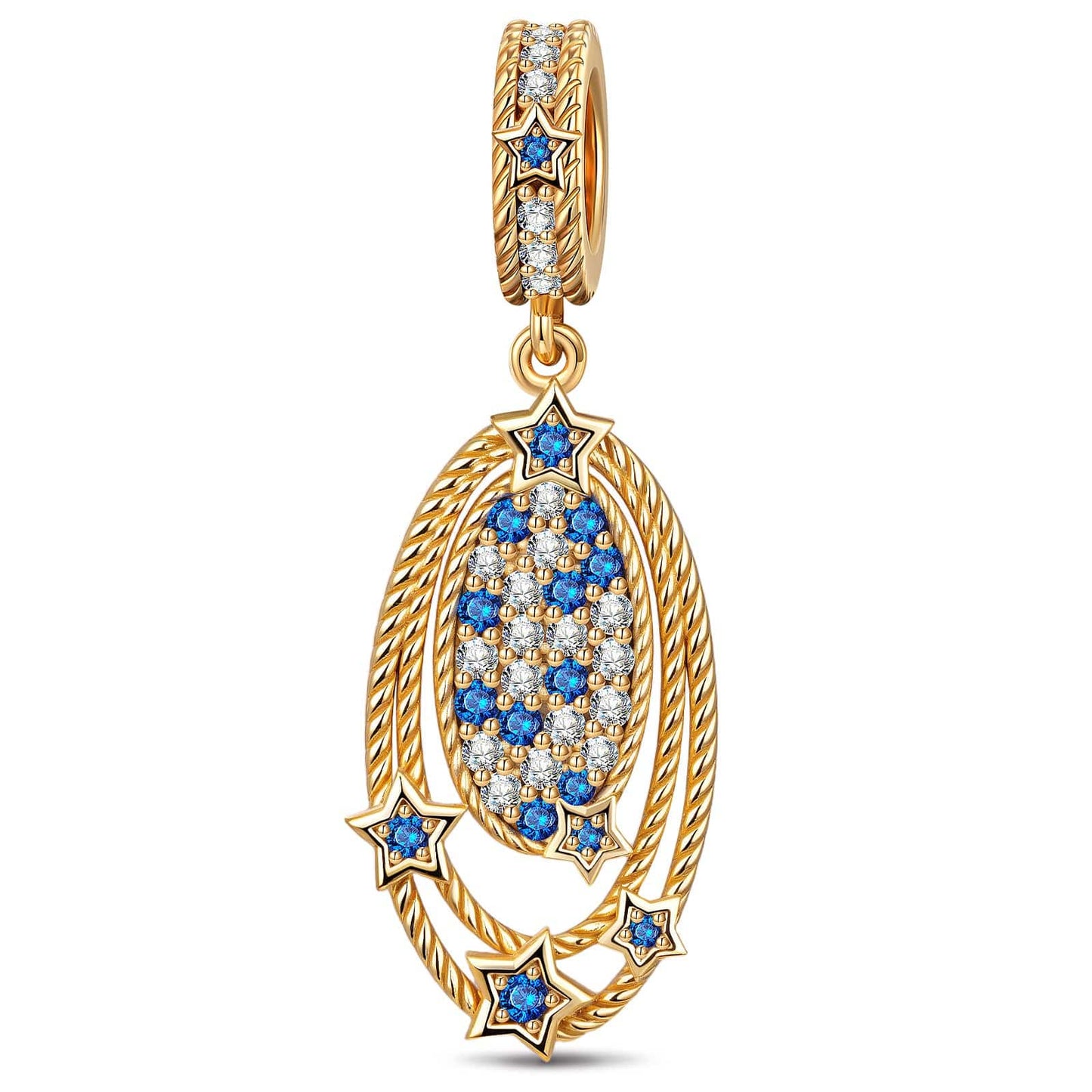 Nebulous Halo Tarnish-resistant Silver Dangle Charms In 14K Gold Plated