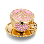 Cup of Leisure Tarnish-resistant Silver Charms With Enamel In 14K Gold Plated