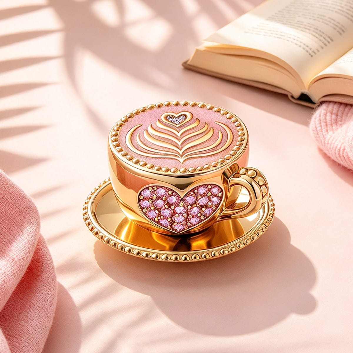 Cup of Leisure Tarnish-resistant Silver Charms With Enamel In 14K Gold Plated