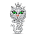 Sovereign Feline Tarnish-resistant Silver Dangle Charms In White Gold Plated