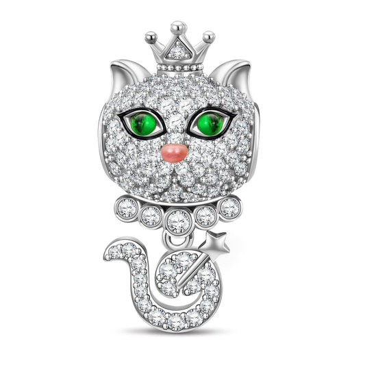 gon- Sovereign Feline Tarnish-resistant Silver Dangle Charms In White Gold Plated