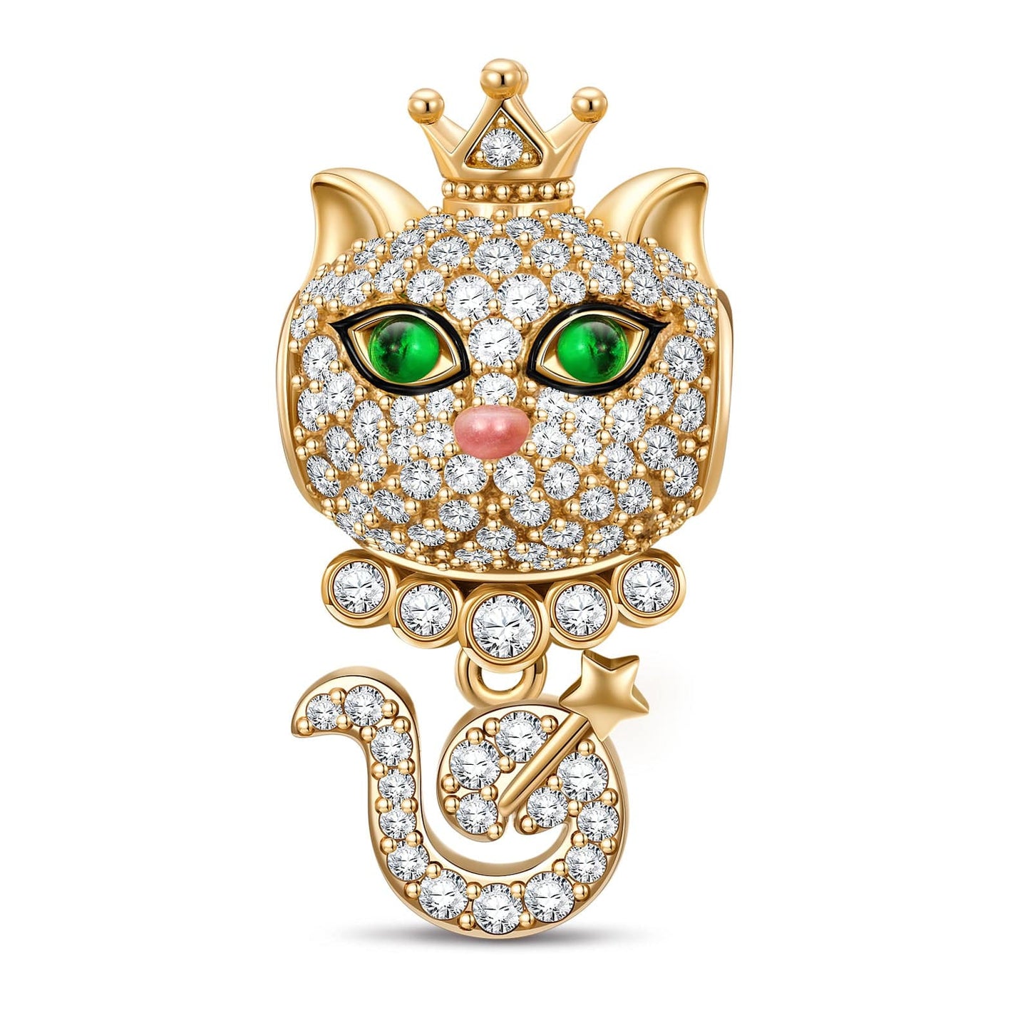 Sovereign Feline Tarnish-resistant Silver Dangle Charms In 14K Gold Plated