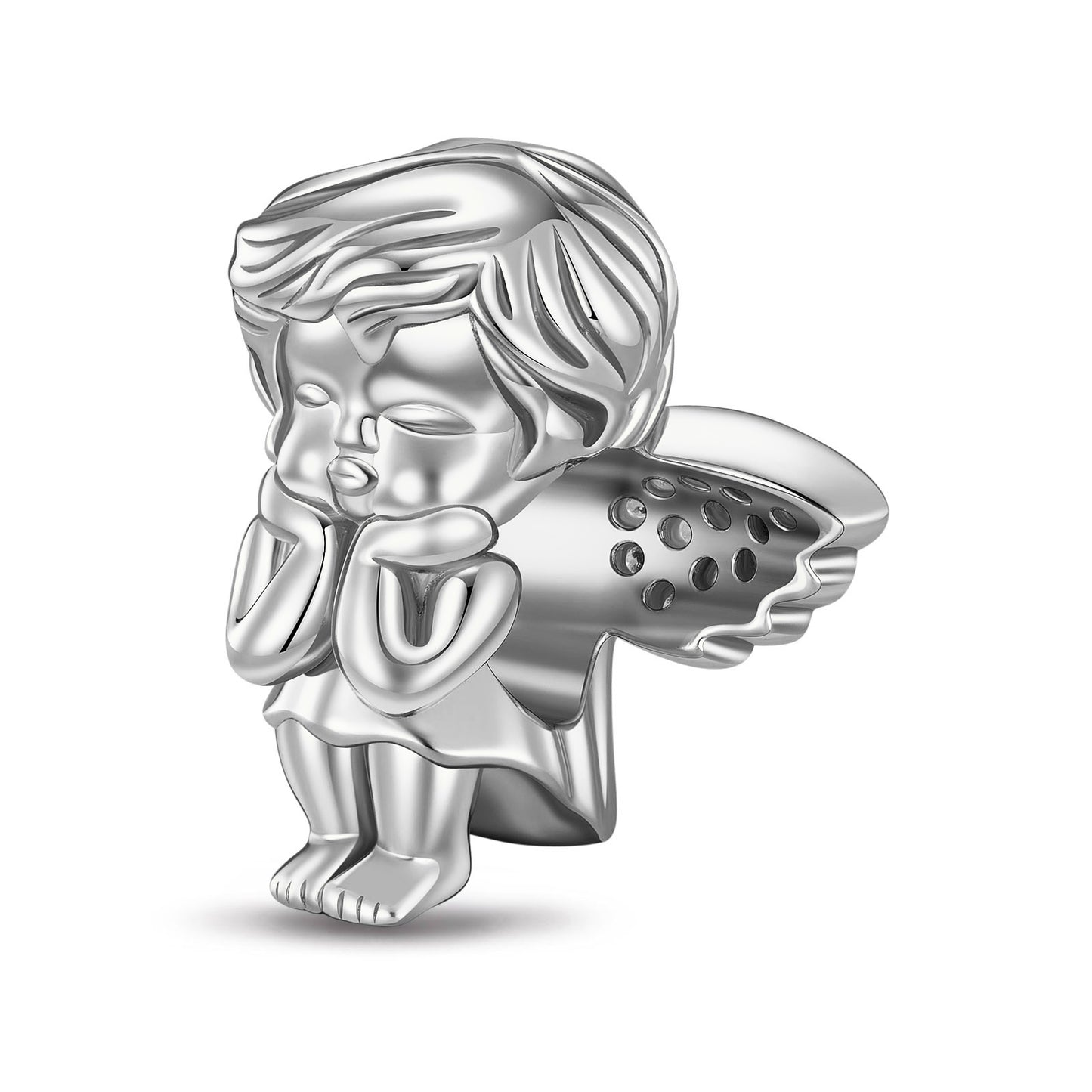 The Petite Cherub Tarnish-resistant Silver Charms In White Gold Plated