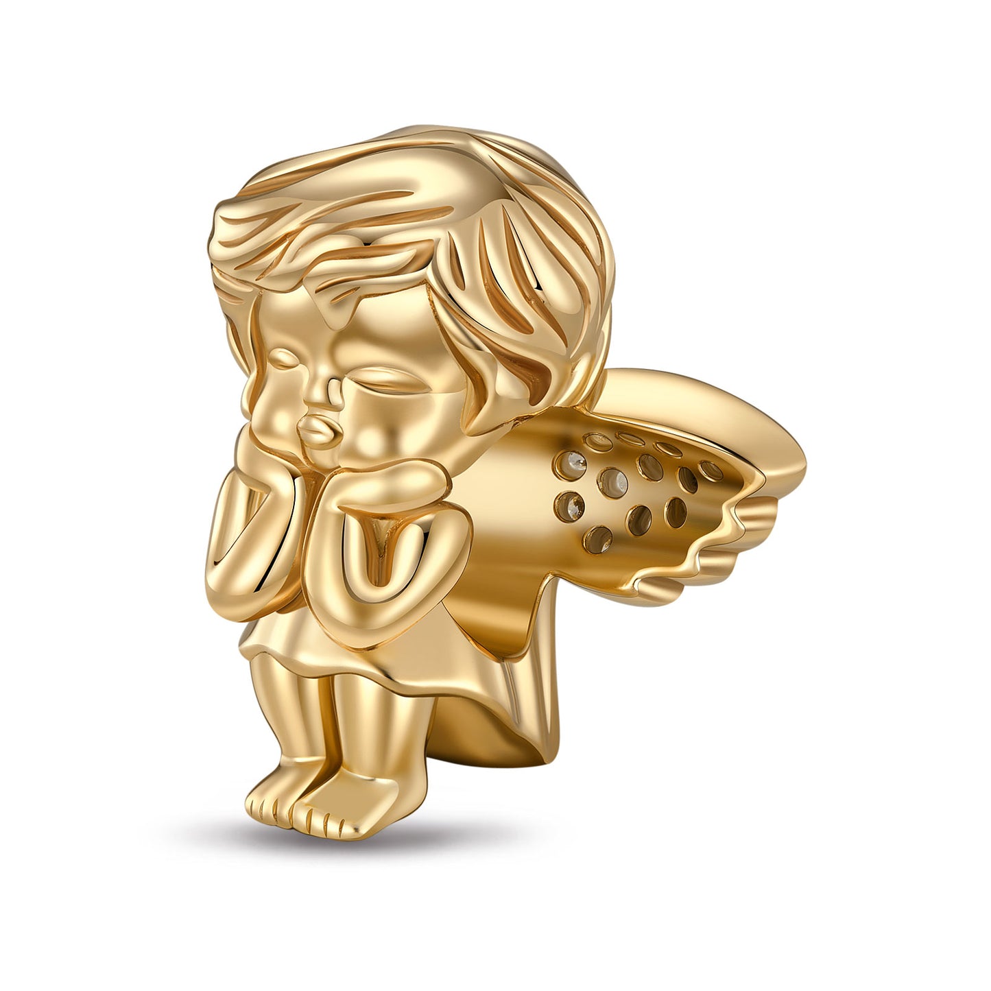 The Petite Cherub Tarnish-resistant Silver Charms In 14K Gold Plated