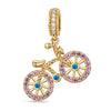 Bicycle Wanderlust Tarnish-resistant Silver Dangle Charms In 14K Gold Plated