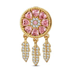 Camellia Dreamcatcher Tarnish-resistant Silver Dangle Charms In 14K Gold Plated