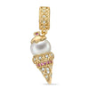 Pearl Ice Cream Tarnish-resistant Silver Dangle Charms In 14K Gold Plated