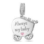 Always My Baby Tarnish-resistant Silver Dangle Charms In White Gold Plated