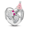 Cherished Beginnings Tarnish-resistant Silver Charms With Enamel In White Gold Plated