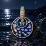 Stellar Encompass Tarnish-resistant Silver Dangle Charms With Enamel In 14K Gold Plated