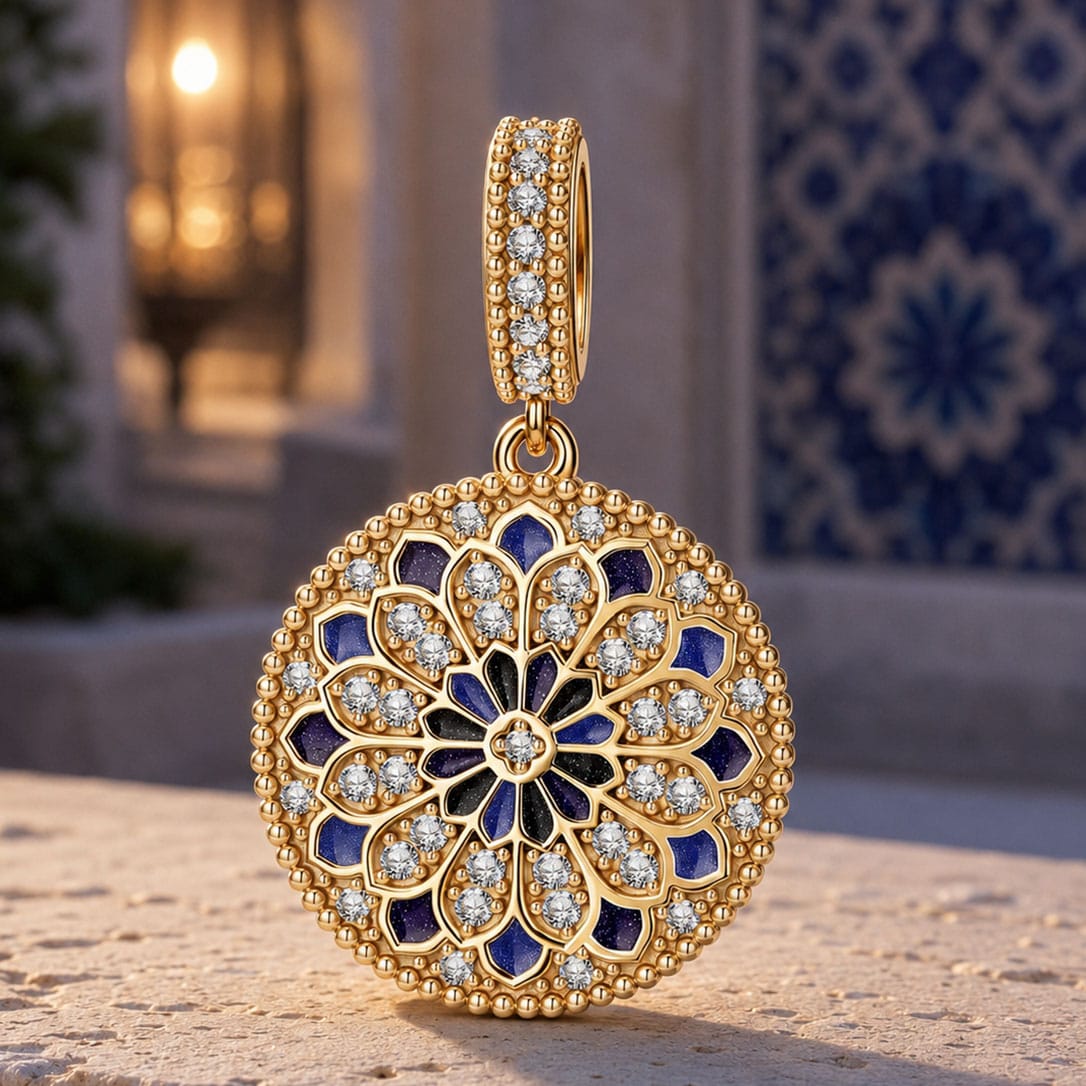 Cathedral Glow Tarnish-resistant Silver Dangle Charms With Enamel In 14K Gold Plated