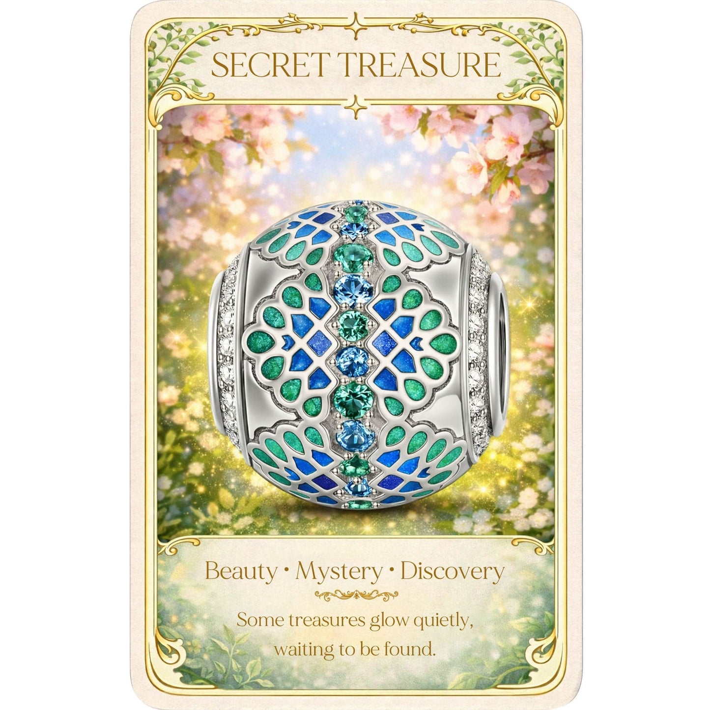 Spring EssenceTarnish-resistant Silver Charms With Enamel In White Gold Plated
