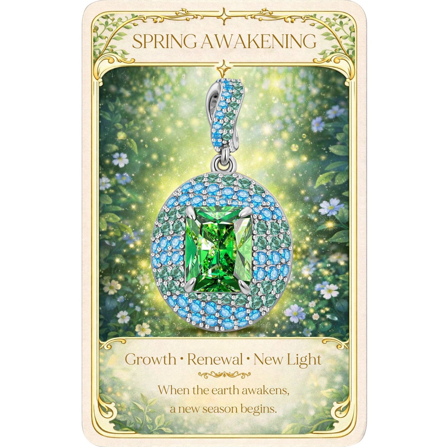 Emerald Dawn Tarnish-resistant Silver Dangle Charms In White Gold Plated