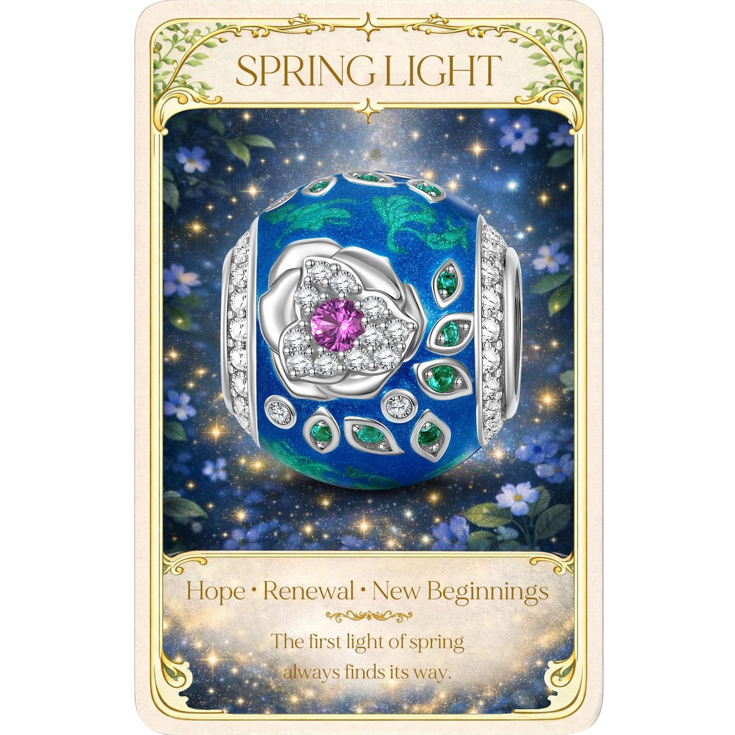 Bloom Bonanza Tarnish-resistant Silver Charms With Enamel In White Gold Plated
