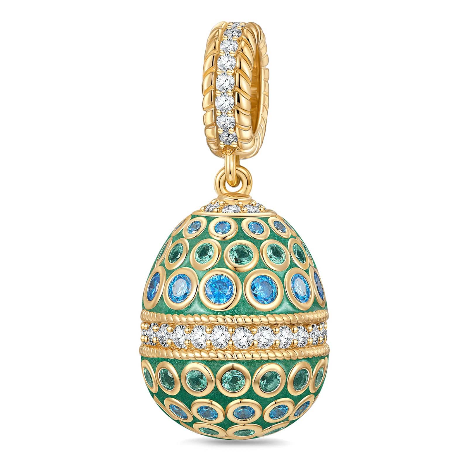 SPRING PULSE TARNISH-RESISTANT SILVER EASTER EGG DANGLE CHARMS WITH EN ...