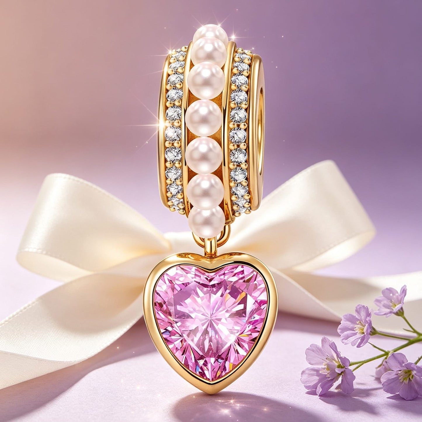 Graceful Moments Tarnish-resistant Silver Dangle Charms In 14K Gold Plated