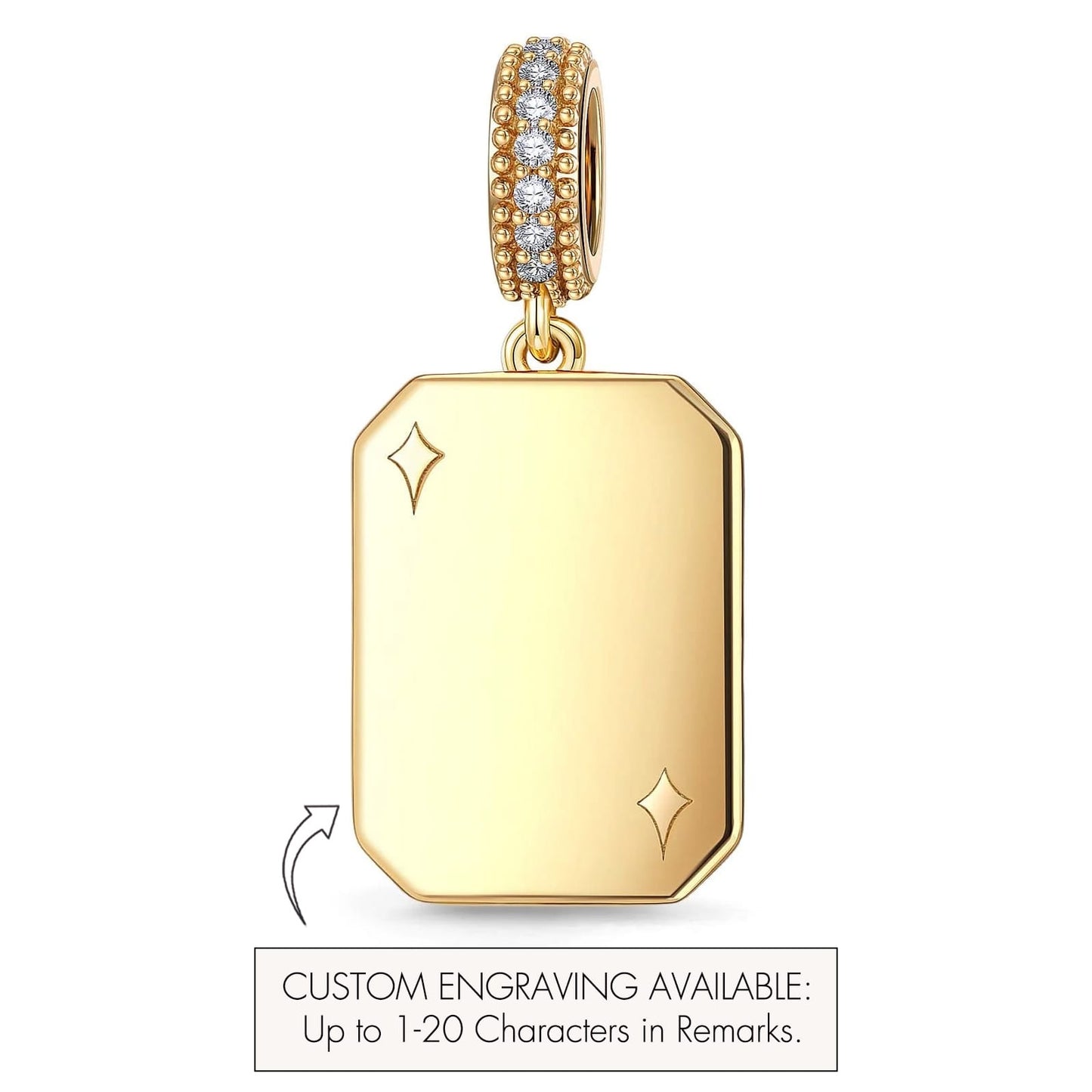 Customizable Engraving A Time Remembered Tarnish-resistant Silver Dangle Charms In 14K Gold Plated