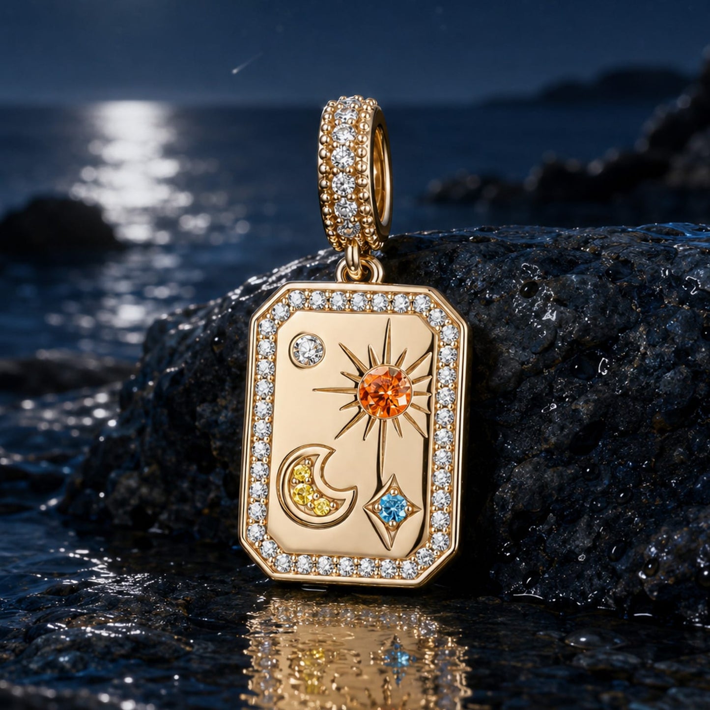 Customizable Engraving A Time Remembered Tarnish-resistant Silver Dangle Charms In 14K Gold Plated