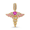 Healing Caduceus Tarnish-resistant Silver Dangle Charms In 14K Gold Plated