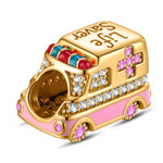 Caring Ambulance Tarnish-resistant Silver Charms With Enamel In 14K Gold Plated