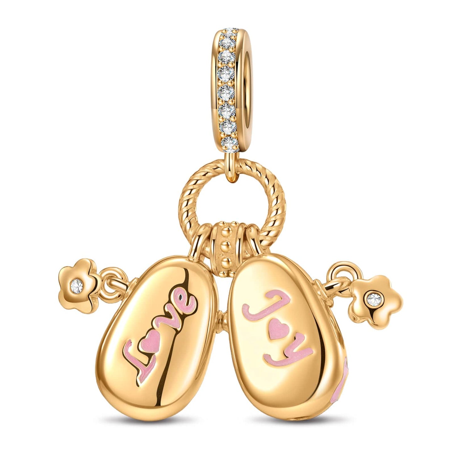 Adorable Baby Shoes Tarnish-resistant Silver Dangle Charms With Enamel In 14K Gold Plated