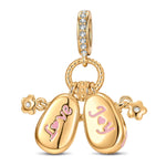 Adorable Baby Shoes Tarnish-resistant Silver Dangle Charms With Enamel In 14K Gold Plated