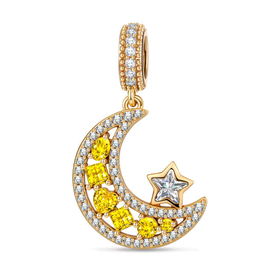 gon- Brilliant Moon Tarnish-resistant Silver Dangle Charms In 14K Gold Plated