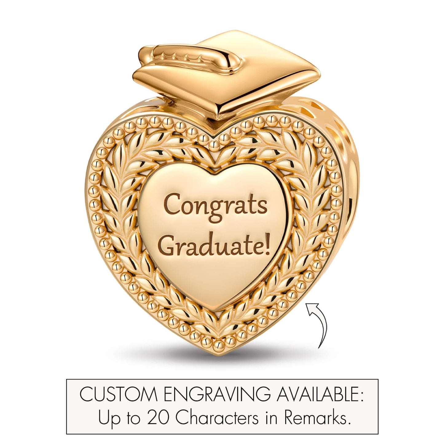 Customizable Engraving Congrats Graduate Tarnish-resistant Silver Charms In 14K Gold Plated