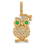 Happy Graduation Owl Tarnish-resistant Silver Charms In 14K Gold Plated