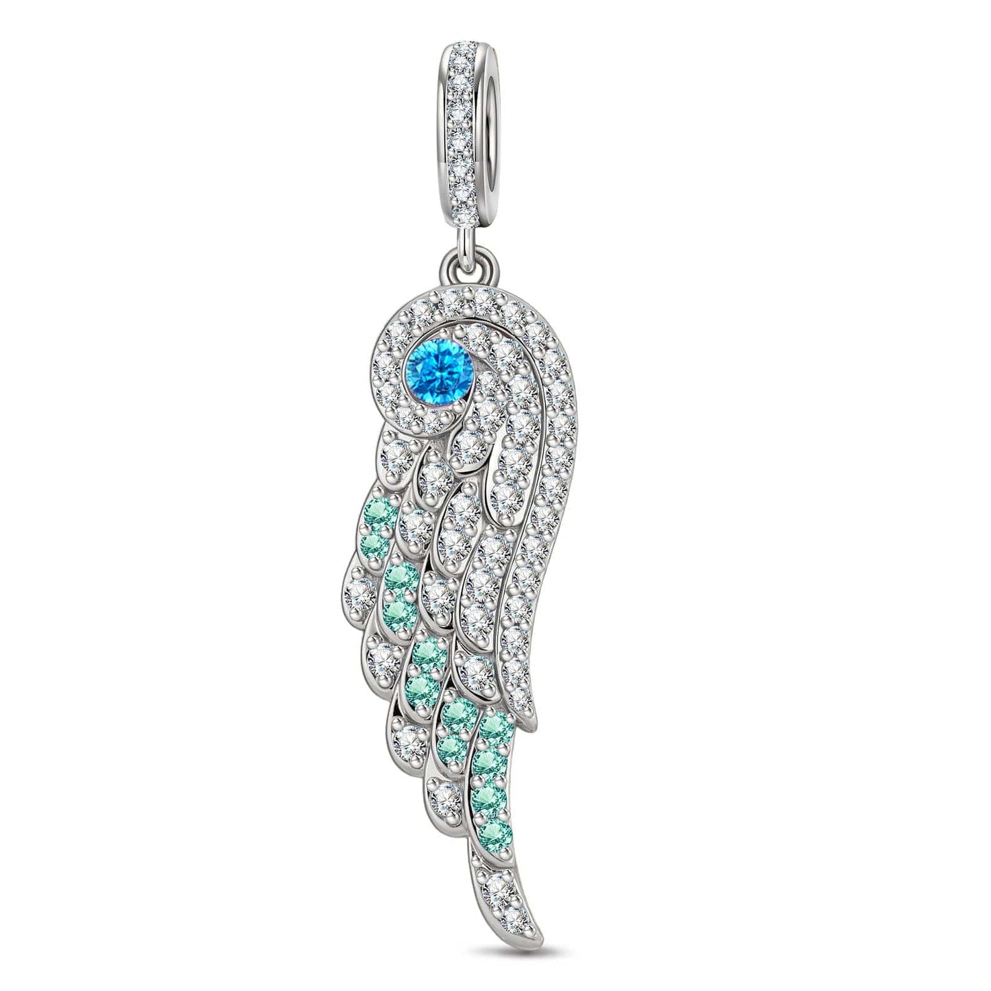 Angelic Feathers Tarnish-resistant Silver Dangle Charms In White Gold Plated