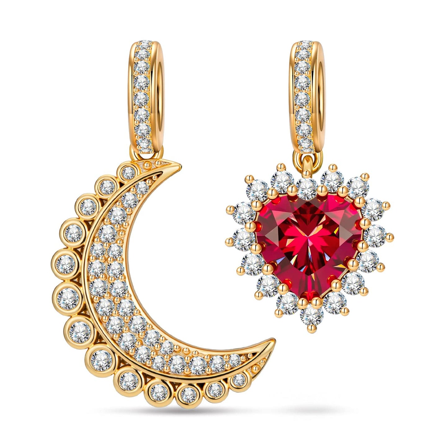 Moon's Cradle Tarnish-resistant Silver Dangle Charms In 14K Gold Plated