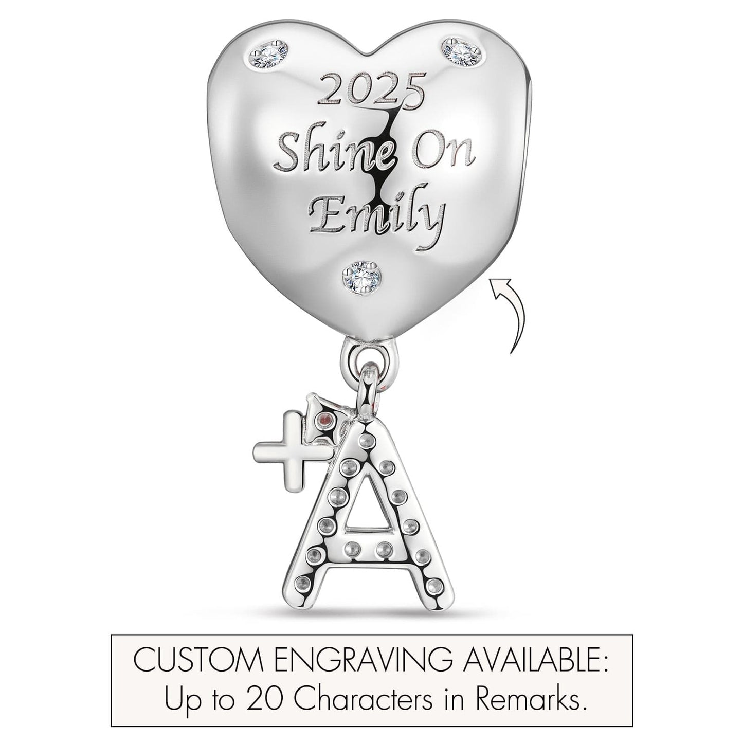 Customizable Engraving Graduation Glory Tarnish-resistant Silver Dangle Charms In White Gold Plated