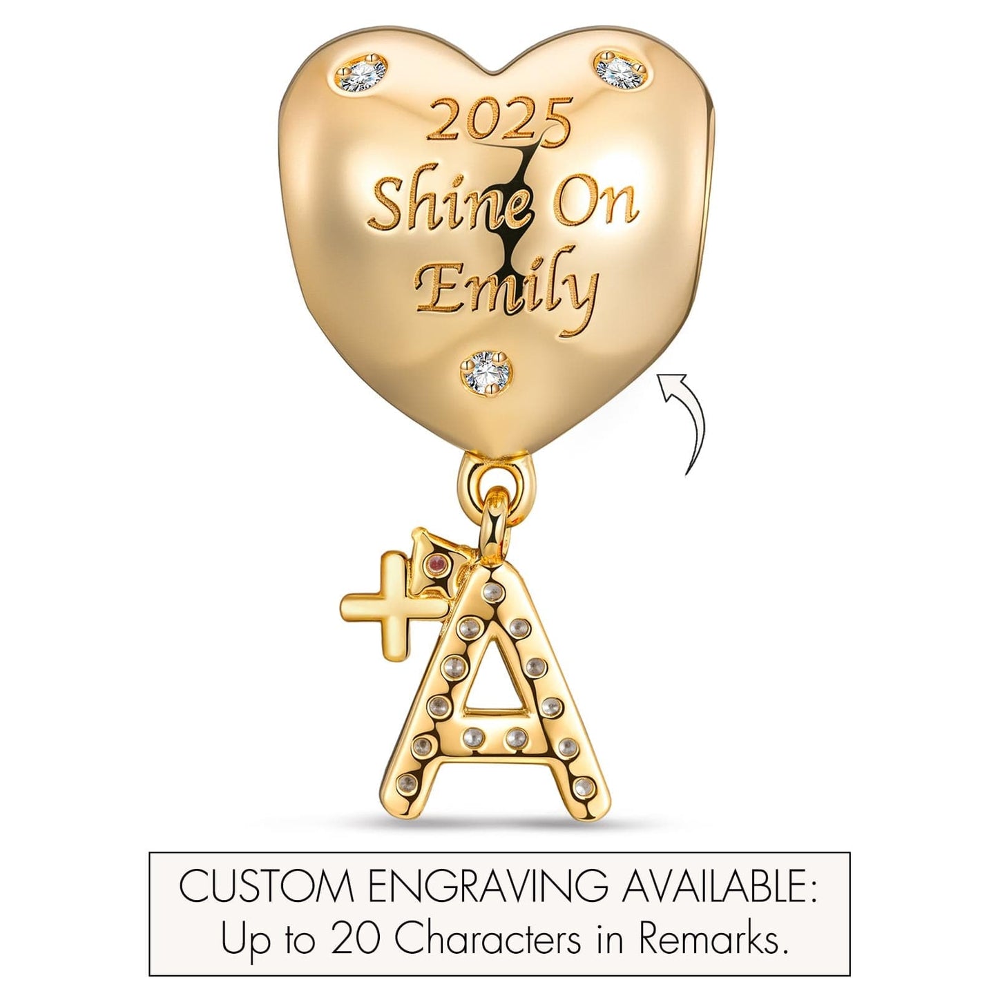 Customizable Engraving Graduation Glory Tarnish-resistant Silver Dangle Charms In 14K Gold Plated
