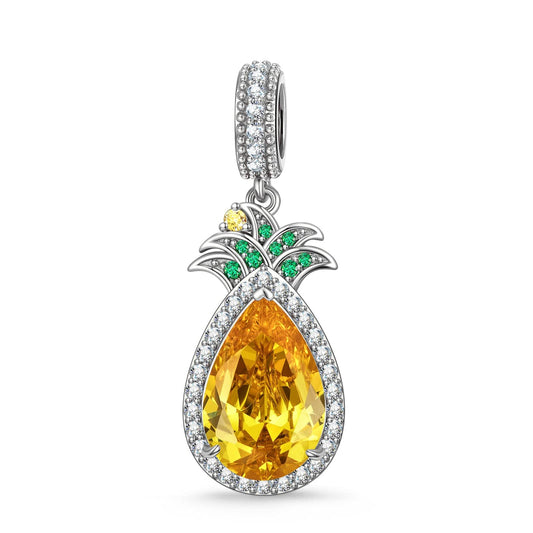gona- Golden Pineapple Tarnish-resistant Silver Dangle Charms In White Gold Plated