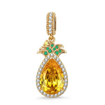 Golden Pineapple Tarnish-resistant Silver Dangle Charms In 14K Gold Plated
