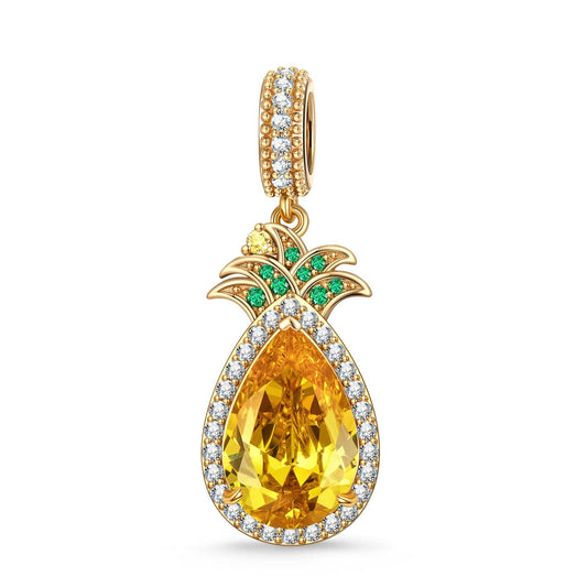 gona- Golden Pineapple Tarnish-resistant Silver Dangle Charms In 14K Gold Plated